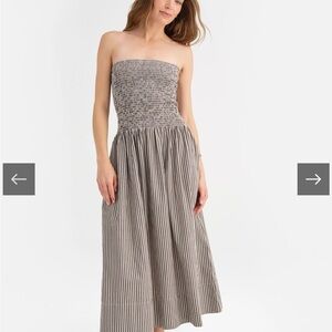 MATE the Label Strapless Pleated Gray Sundress